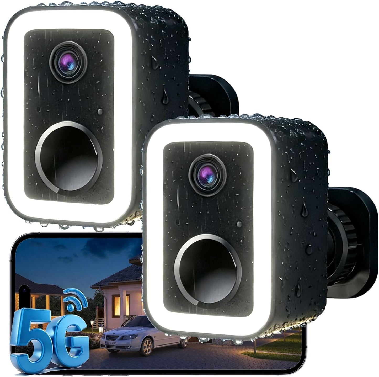 2 Pack Cámara Seguridad Inalámbrica Detección Movimiento