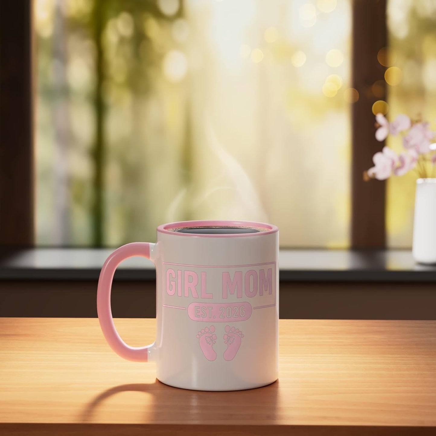 Taza Cerámica para Mamá Embarazada Rosa/Blanca