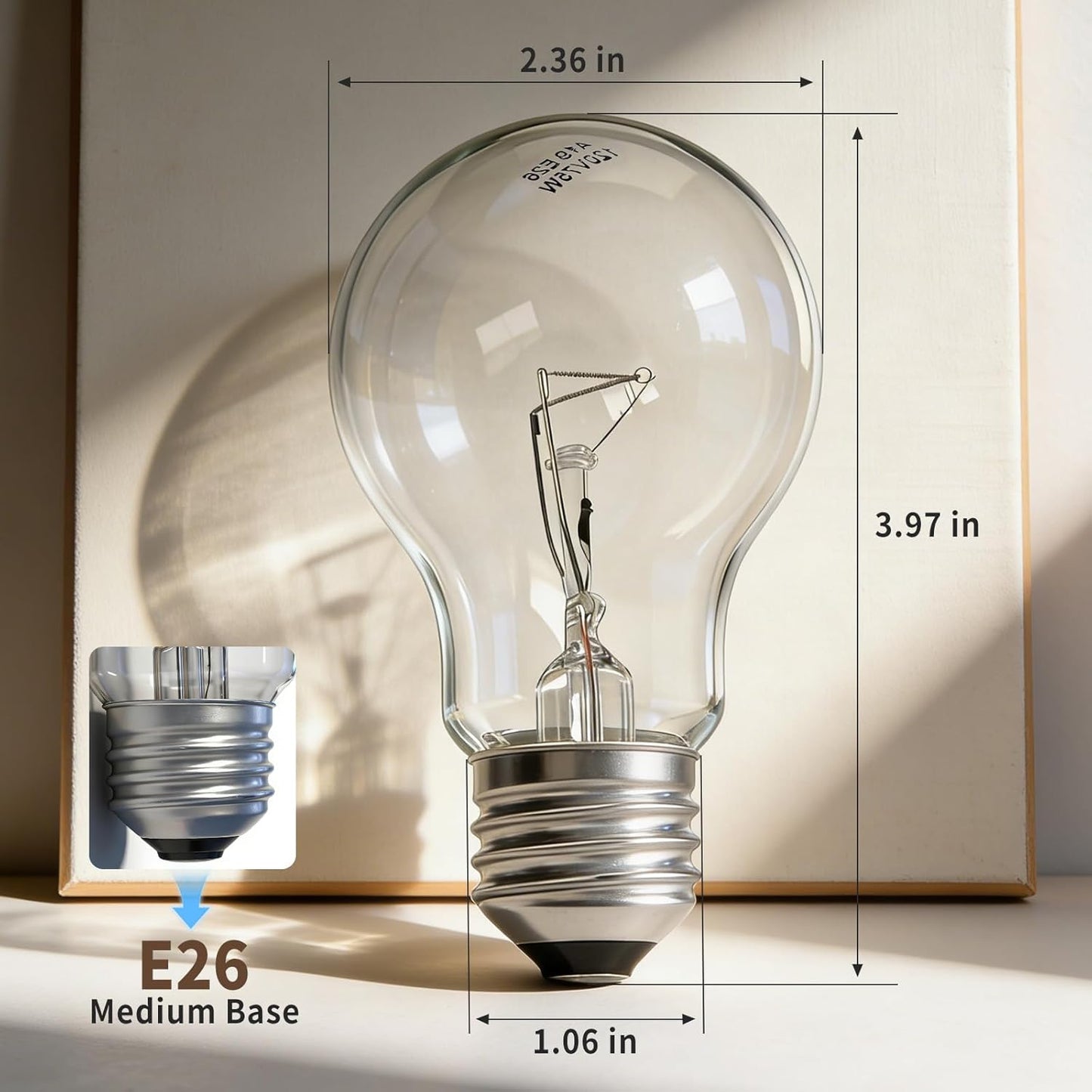 Bombillas incandescentes A19 E26 transparente 75W base mediana