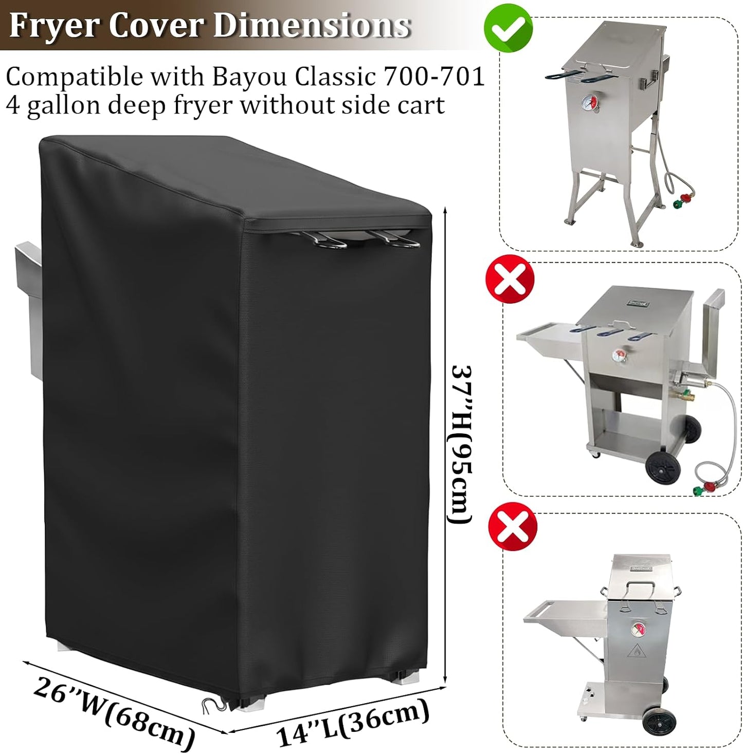 Funda freidora Bayou Classic 4gal 600D Oxford anti-UV negro
