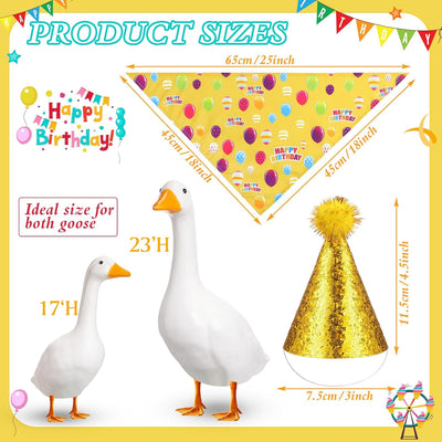 Disfraz ganso cumpleaños sombrero purpurina bandana 23pulg amarillo