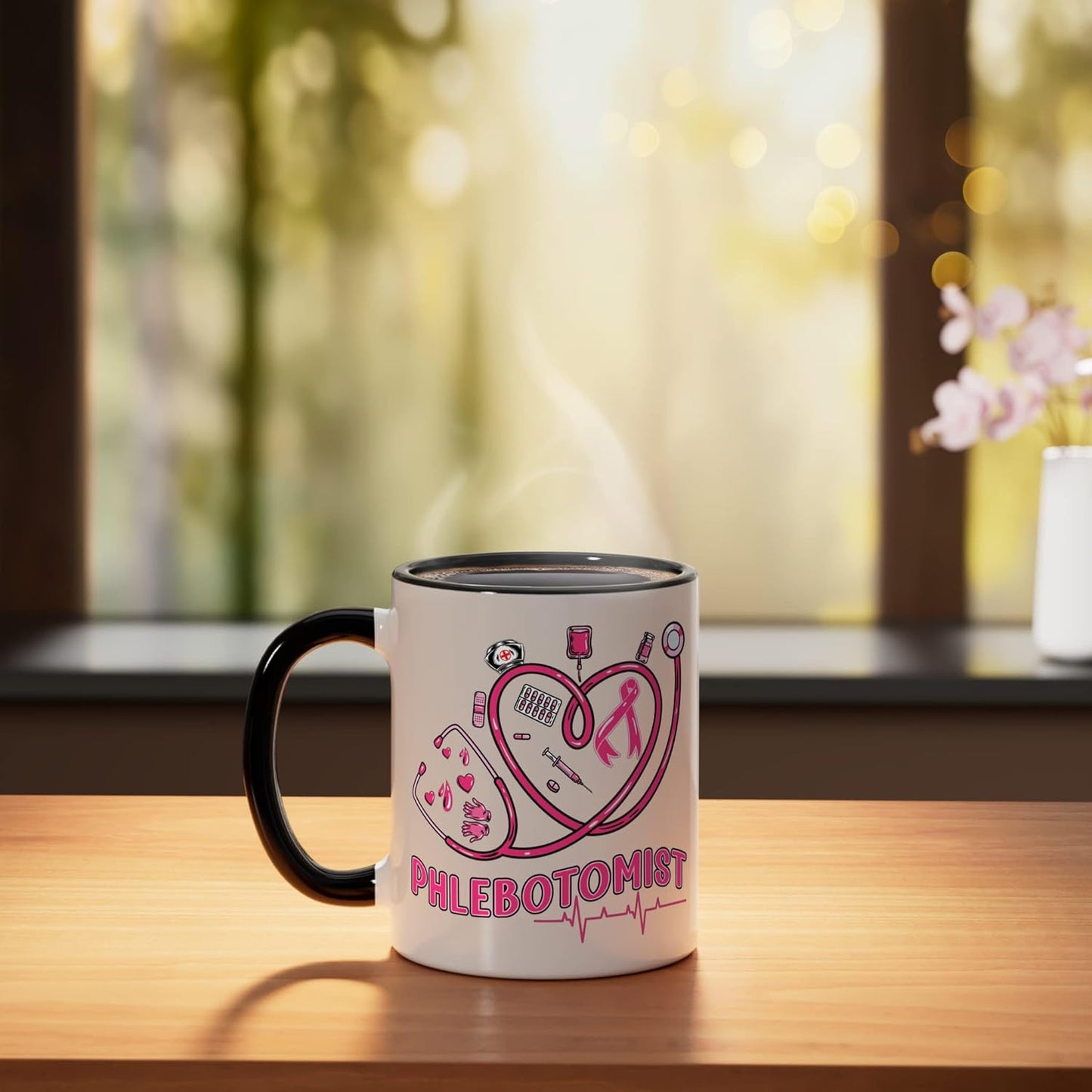 Taza cerámica para enfermero phlebotomista negro/blanco