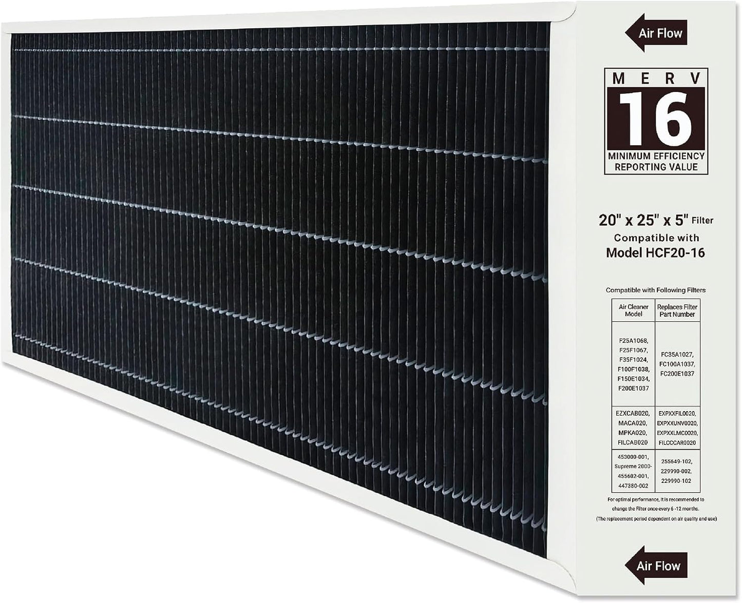 Filtro aire MERV 16 20x25x5 pulg comp Lennox X6675