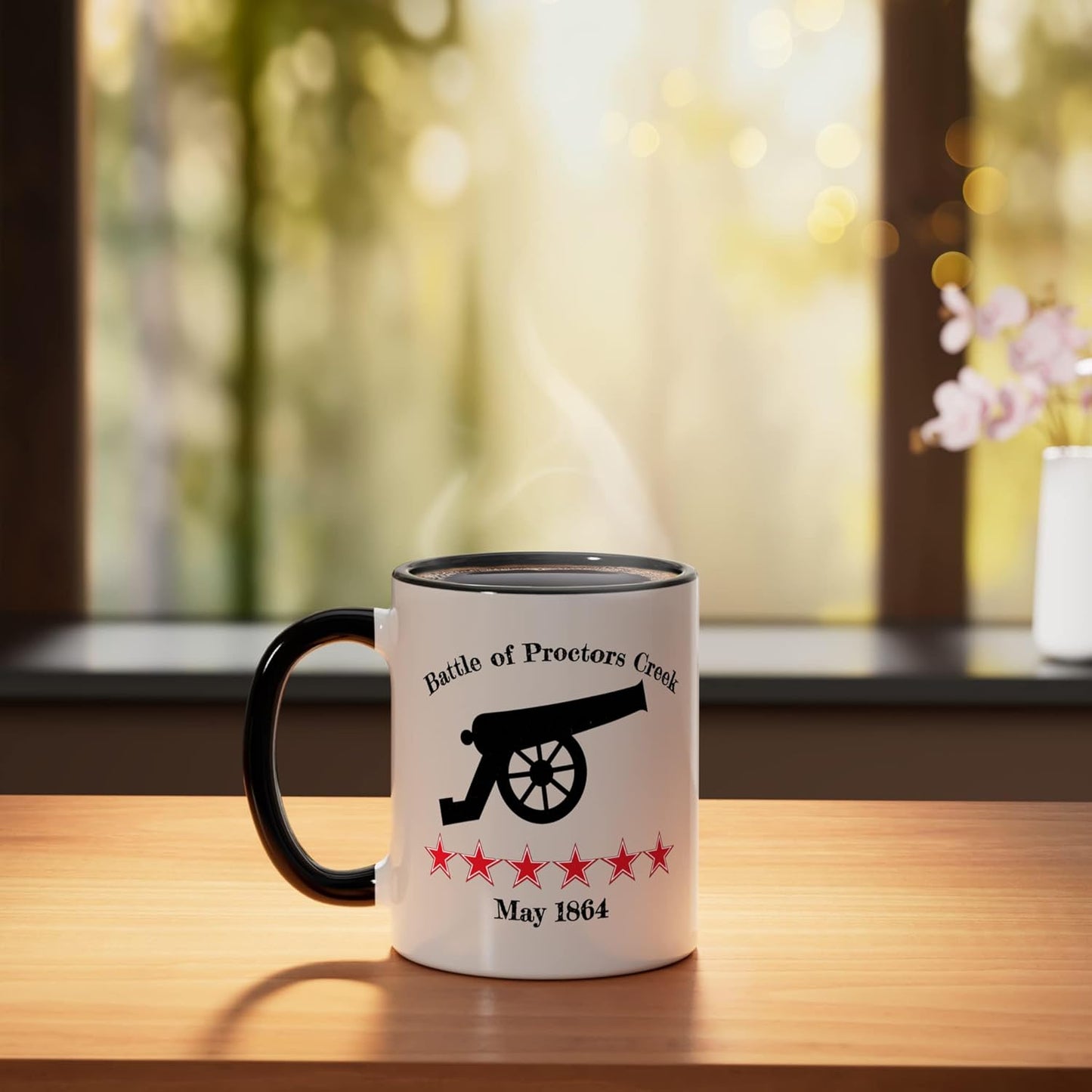 Taza cerámica de batalla de Proctor's Creek 1864 negro/blanco