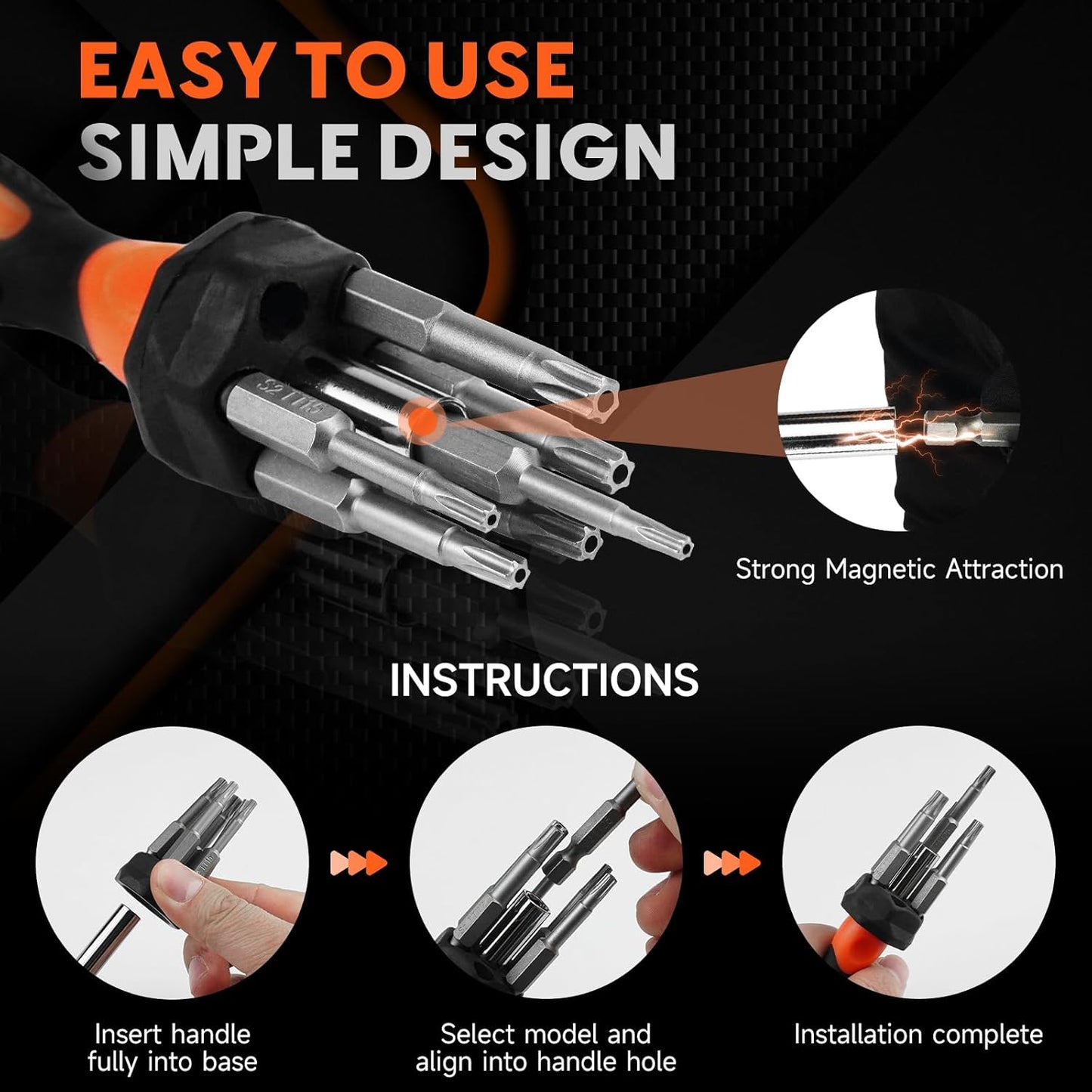 Destornillador múltiple 7 pzas con puntas Torx y magnéticas