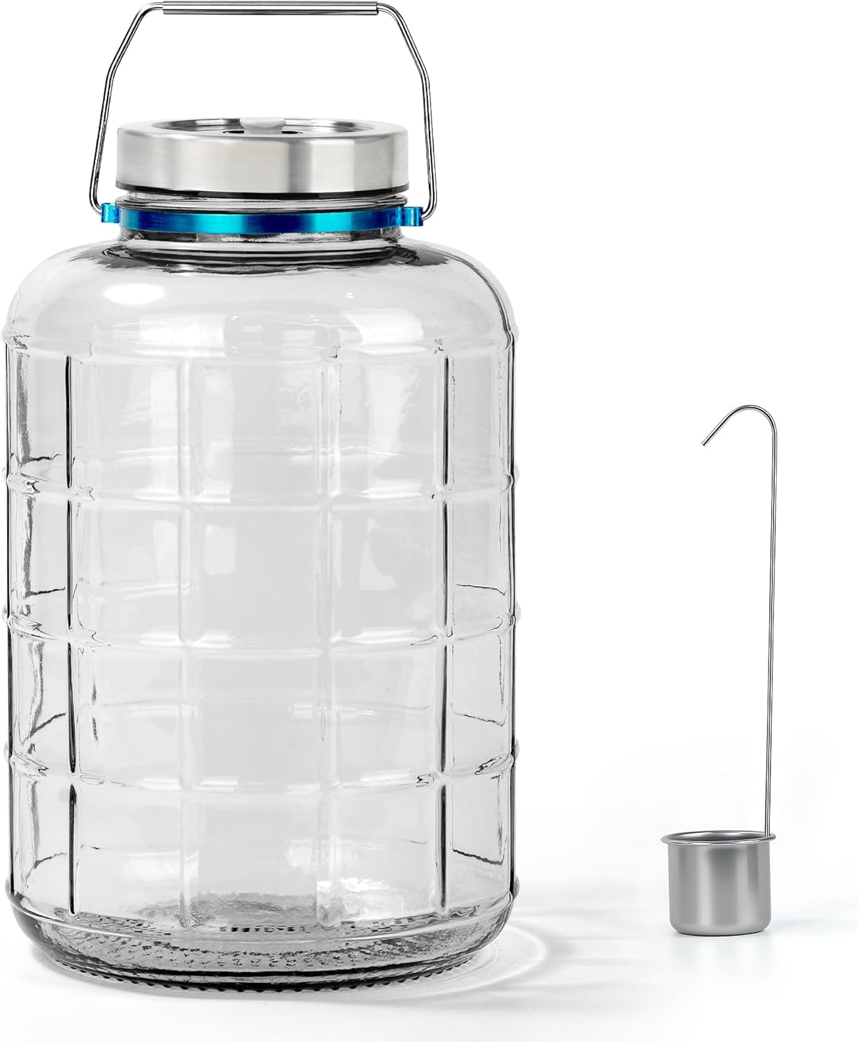Jarra Vidrio Fermentación 3gal Tapa Airlock Mango Acero Inox
