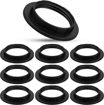 10 Anillos Adaptador Lámpara Negro E26/E27 Plástico PET 1.5pulg