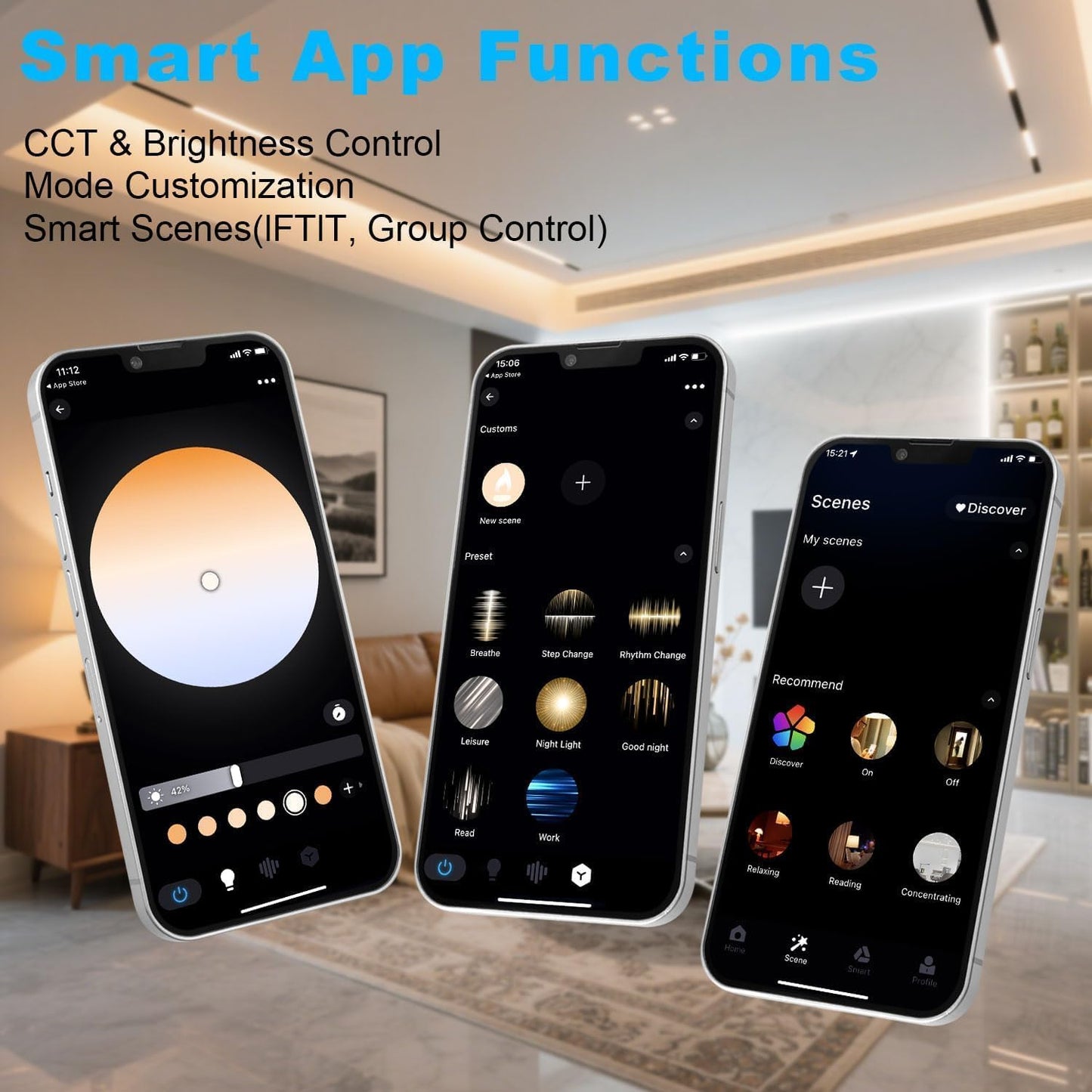 Tira LED blanca 66ft 3000K-6500K Alexa WiFi app control remoto