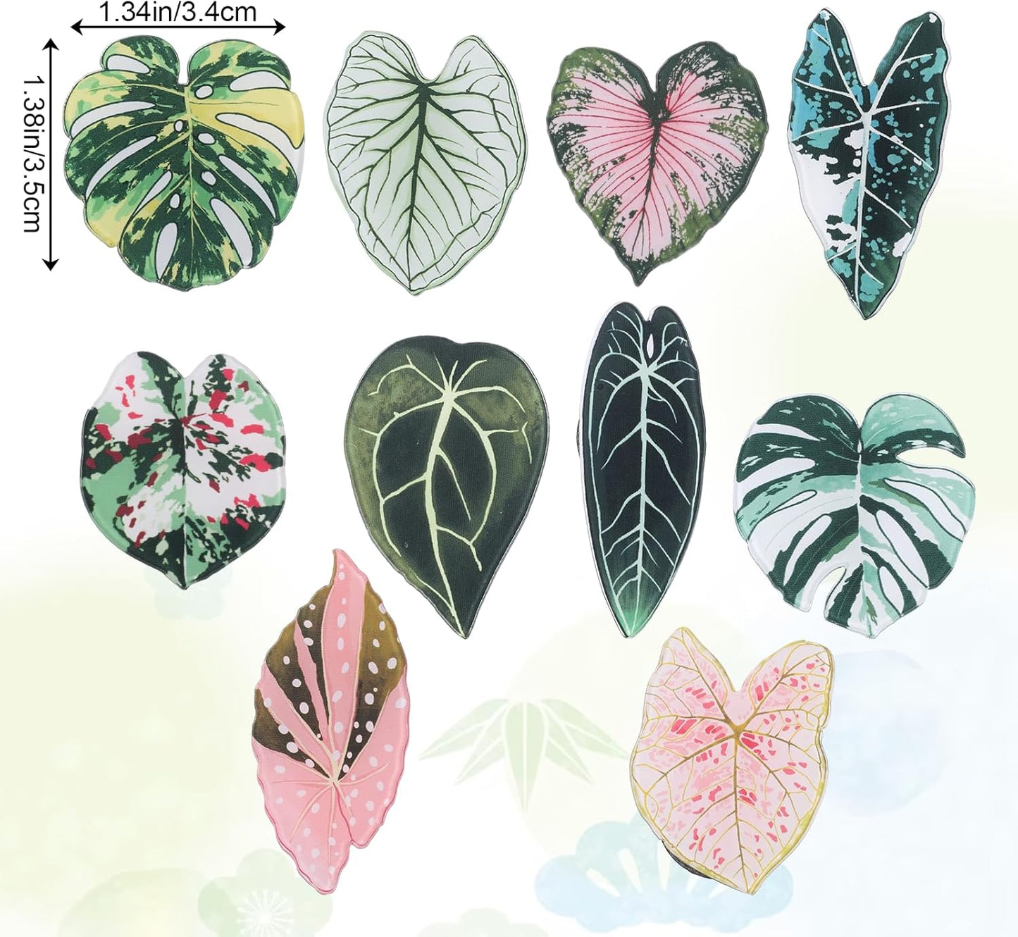 10 imanes decorativos para nevera en forma de hojas