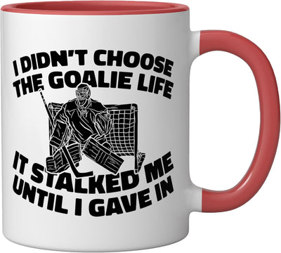 Taza cerámica para portero de hockey sobre hielo roja/blanca