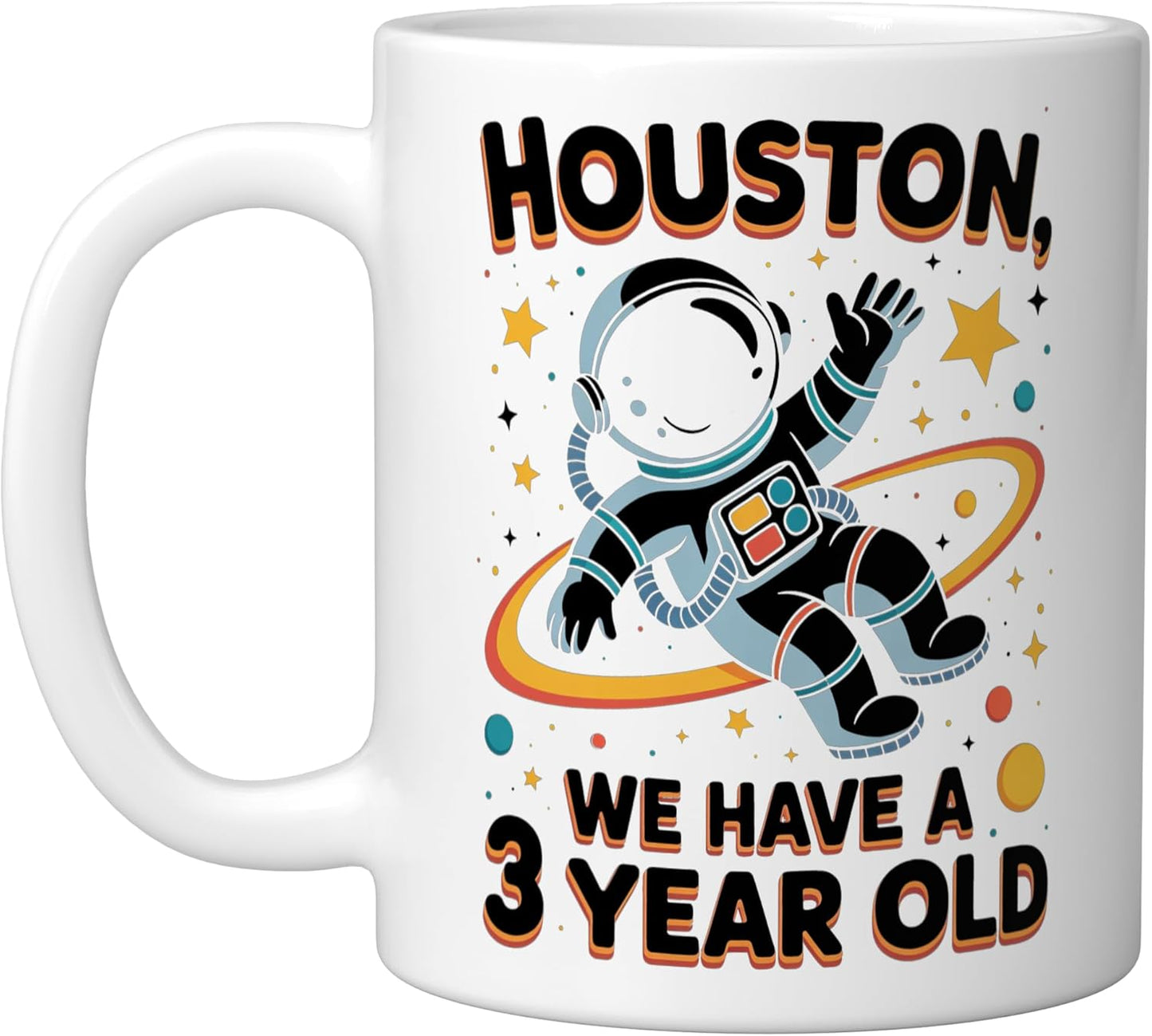 Taza cerámica astronauta para cumpleaños 3 años niño