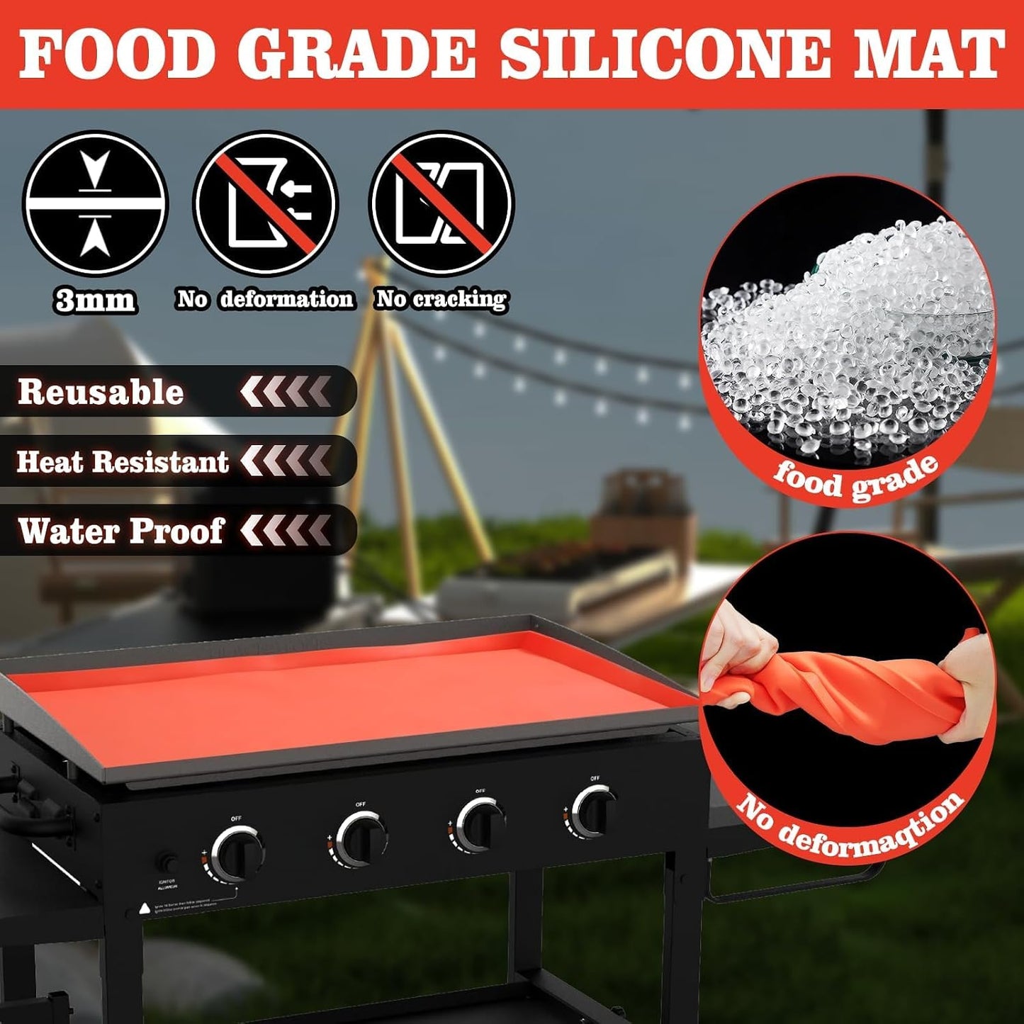Alfombrilla silicona para parrilla 28pulg cocina