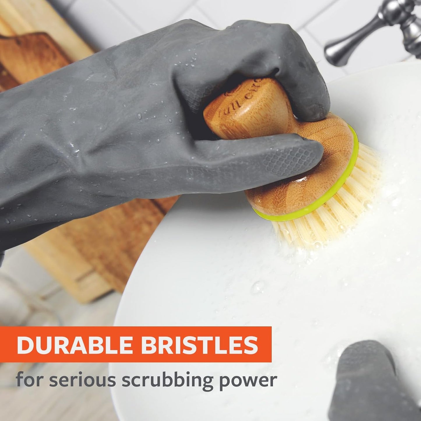 Cepillo platos bambú ergonómico sin formaldehído