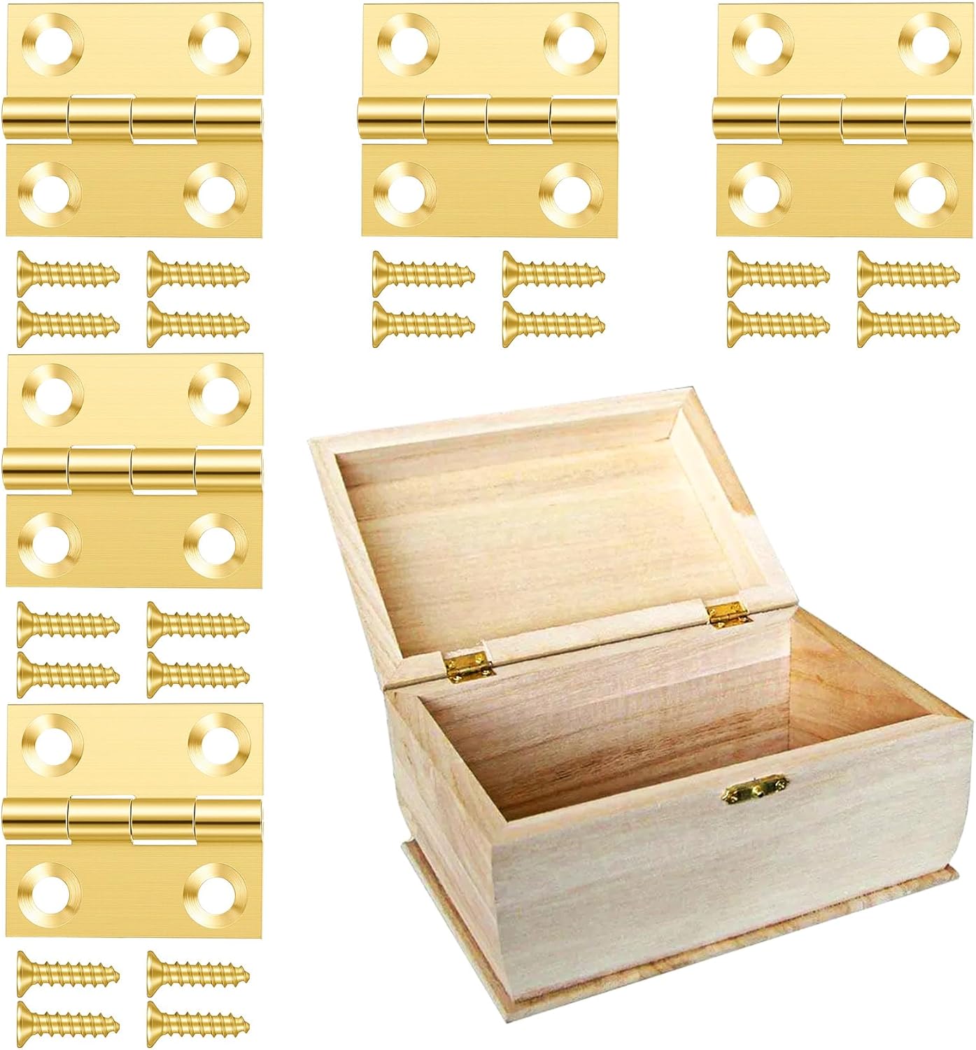 5 Pzas Bisagras Bronce Mini 1pulg con Tornillos para Caja Madera