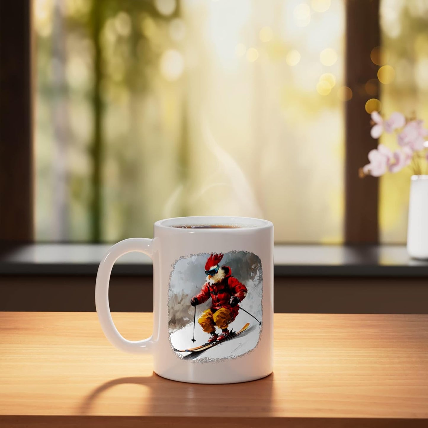 Taza Cerámica Pollo Blanca