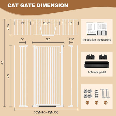 Puerta para gatos perros 71pulg 30-41 con kit extensión