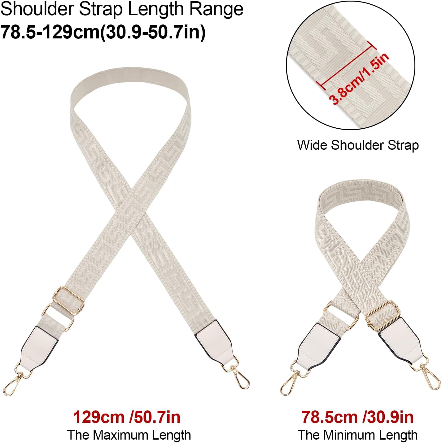 Correa hombro ancha 3.8cm ajustable para bolsos mujer