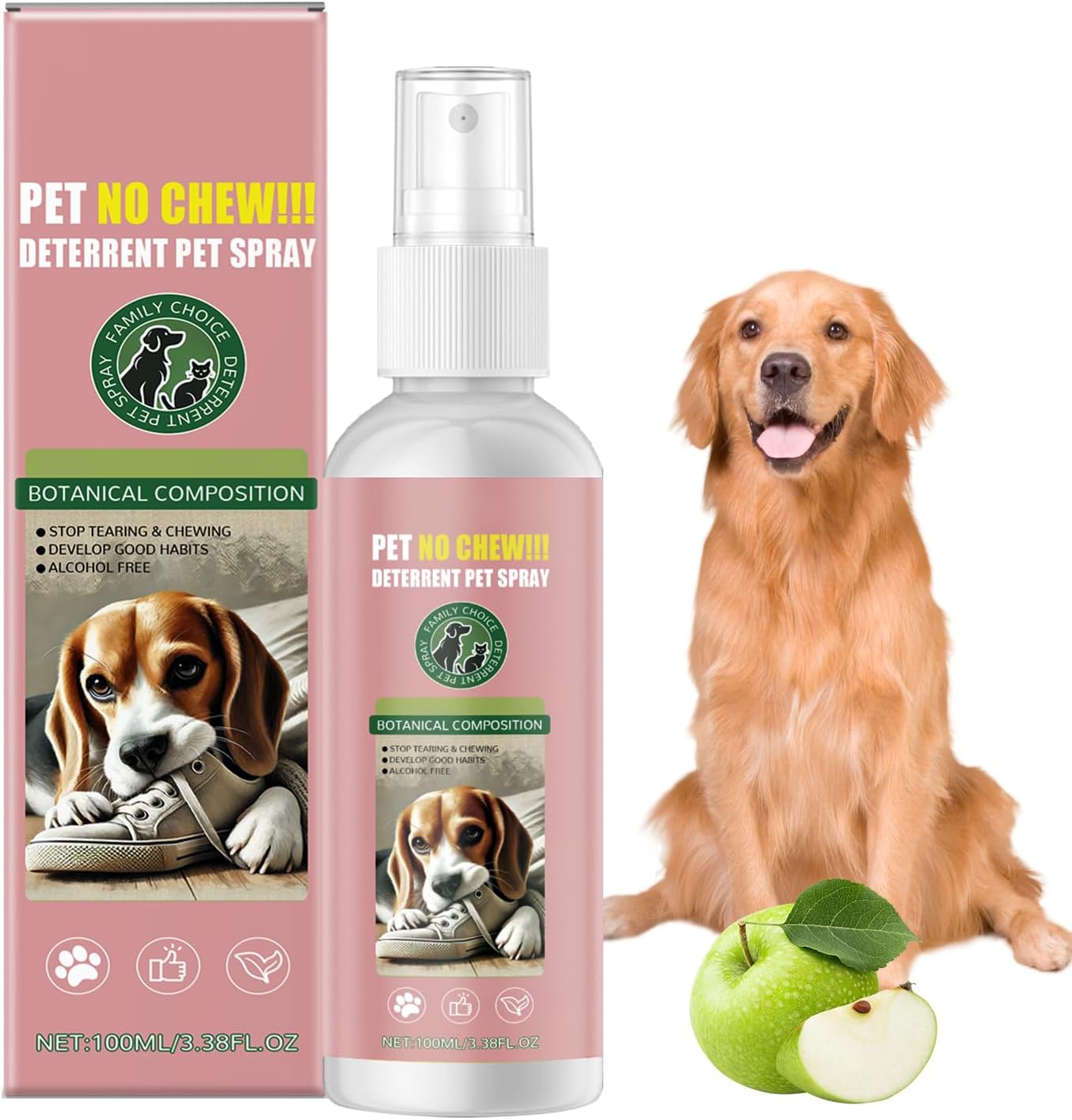 Spray manzana amarga para perros sin alcohol color rosa