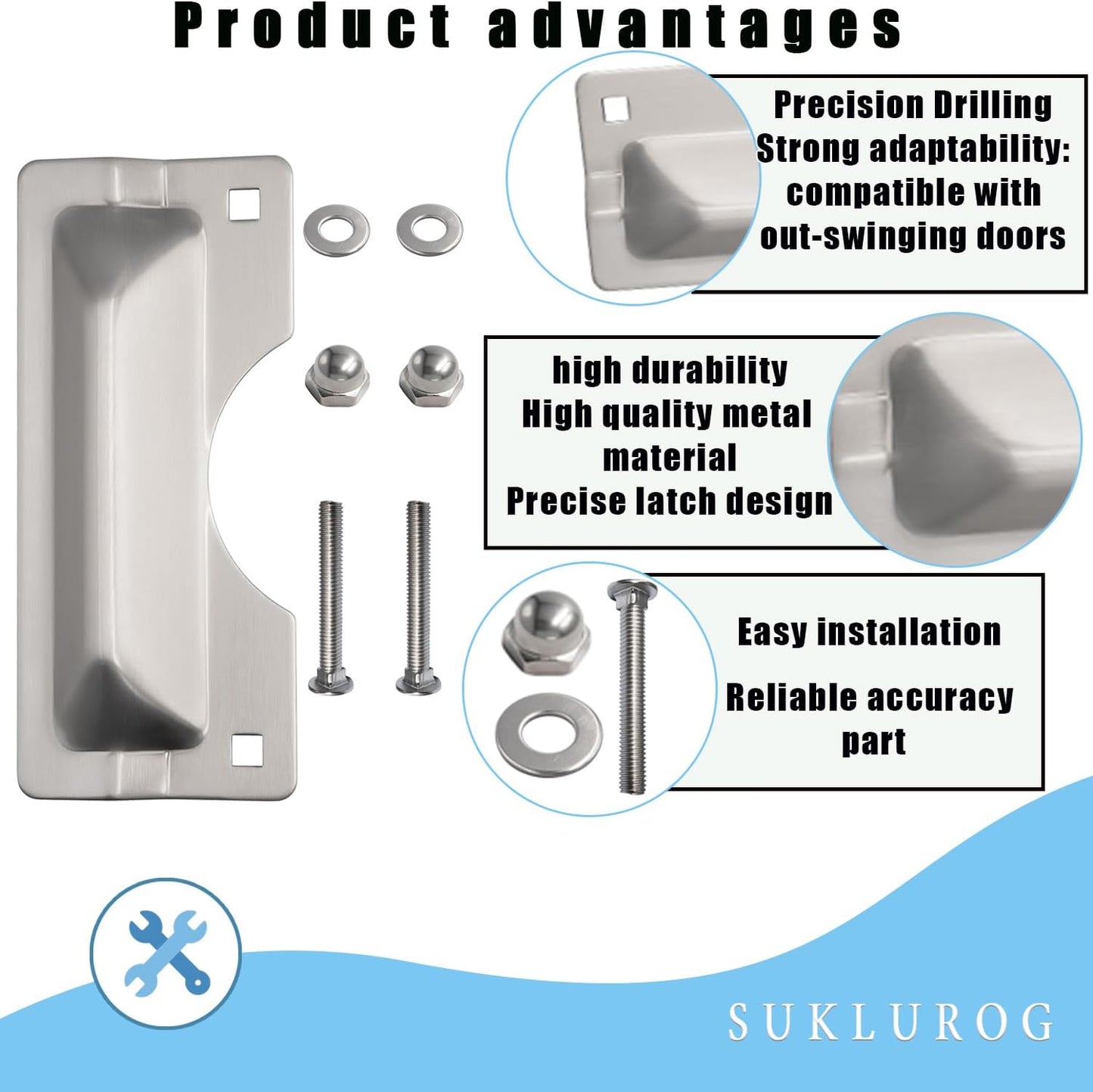 Cubierta placa pestillo puerta acero inox 3x7pulg