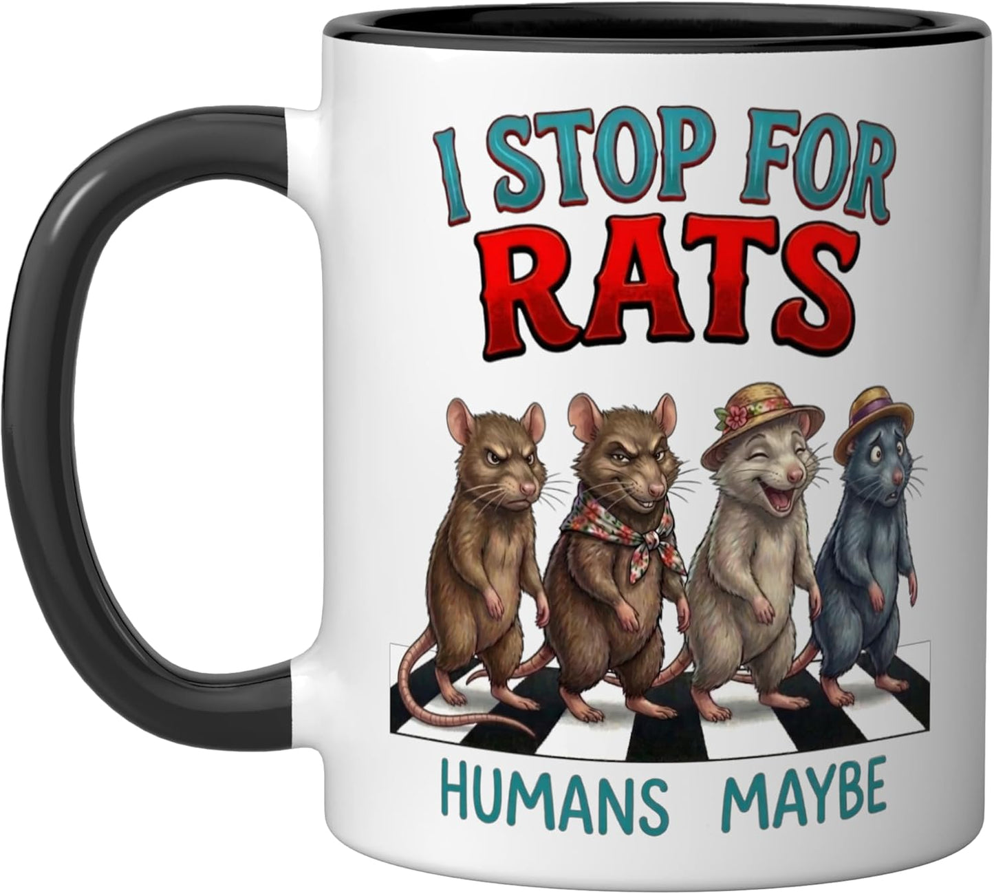 Taza cerámica para ratones con diseño divertido negro/blanco
