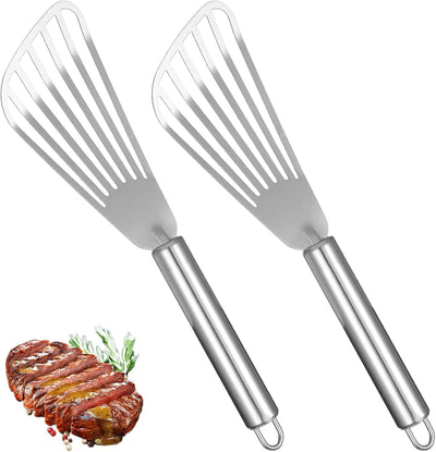 2 espátulas de pescado de acero inoxidable duraderas y ligeras para cocina