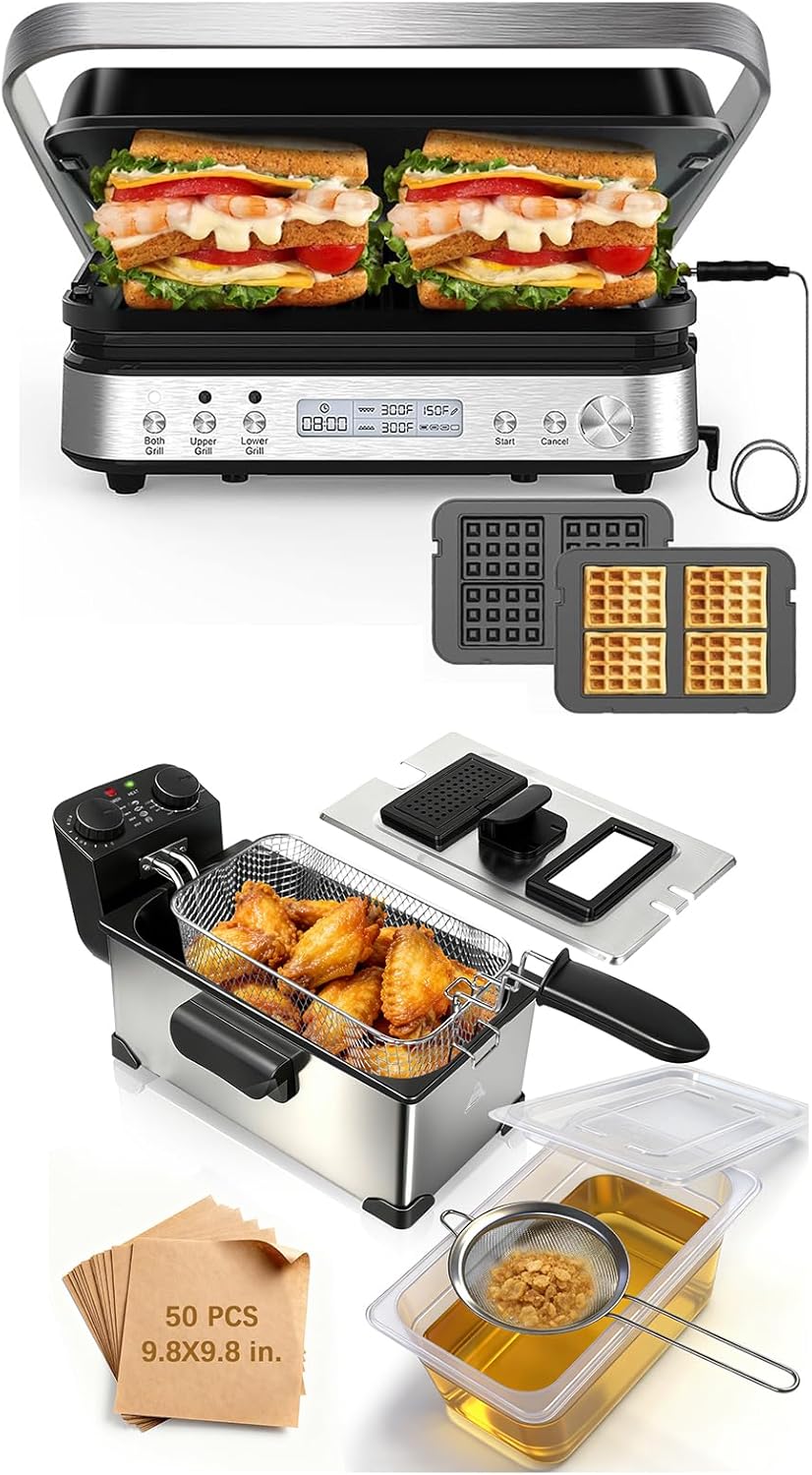 6pulg Panini Press con Filtro Aceite y Fritadora