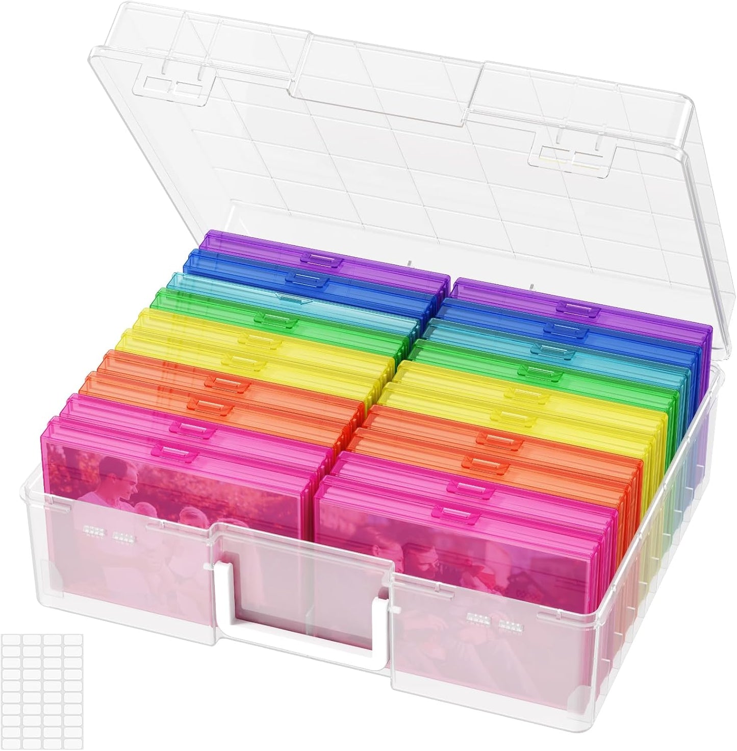 Caja fotos 4x6 con 20 fundas tapas plástico multicolor