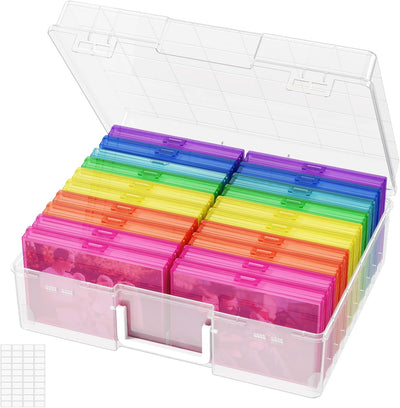 Caja fotos 4x6 con 20 fundas tapas plástico multicolor
