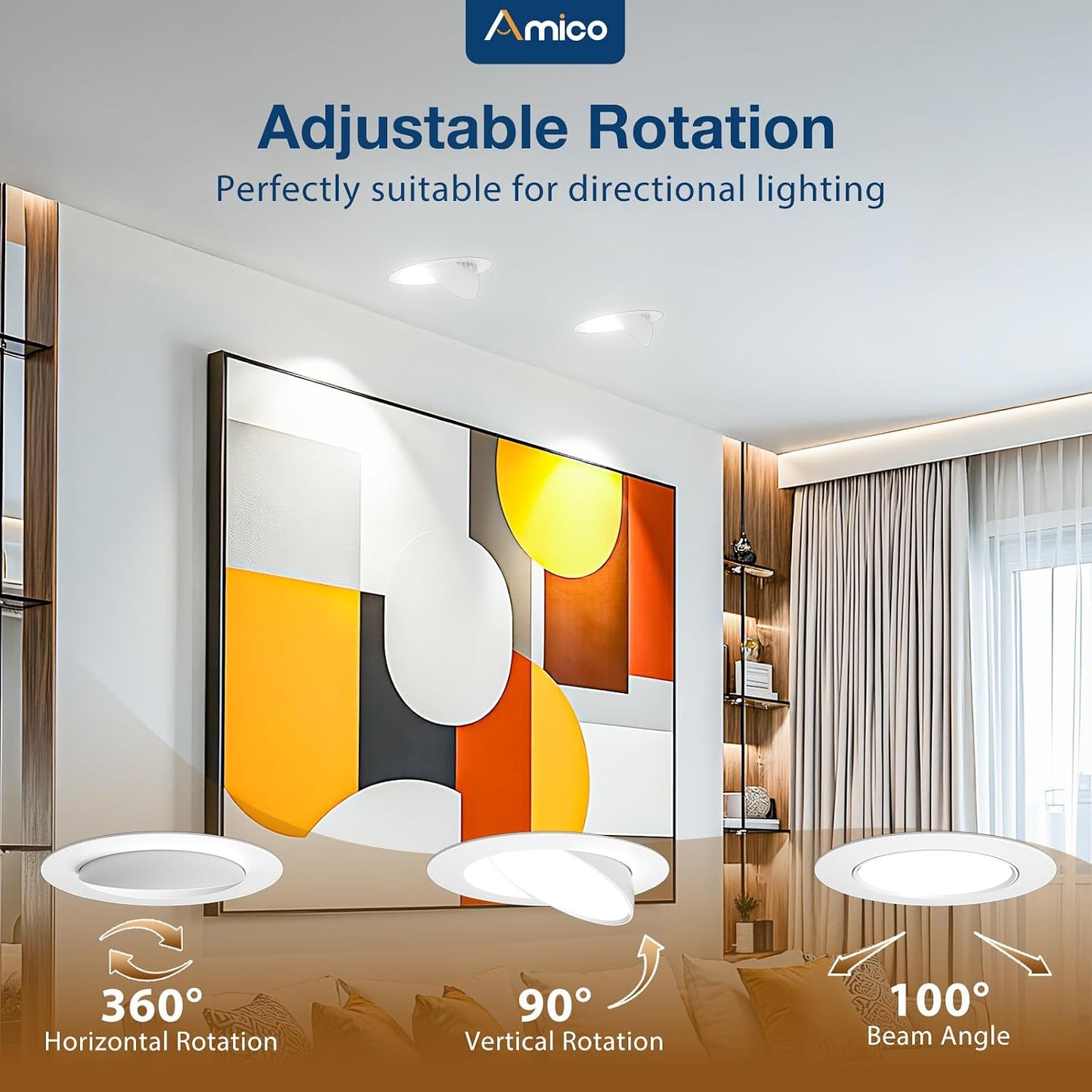 Pack 12 luces LED empotrables 3pulg ajustables 2700K-5000K