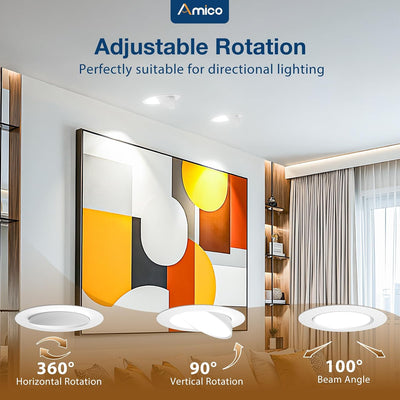 Pack 12 luces LED empotrables 3pulg ajustables 2700K-5000K
