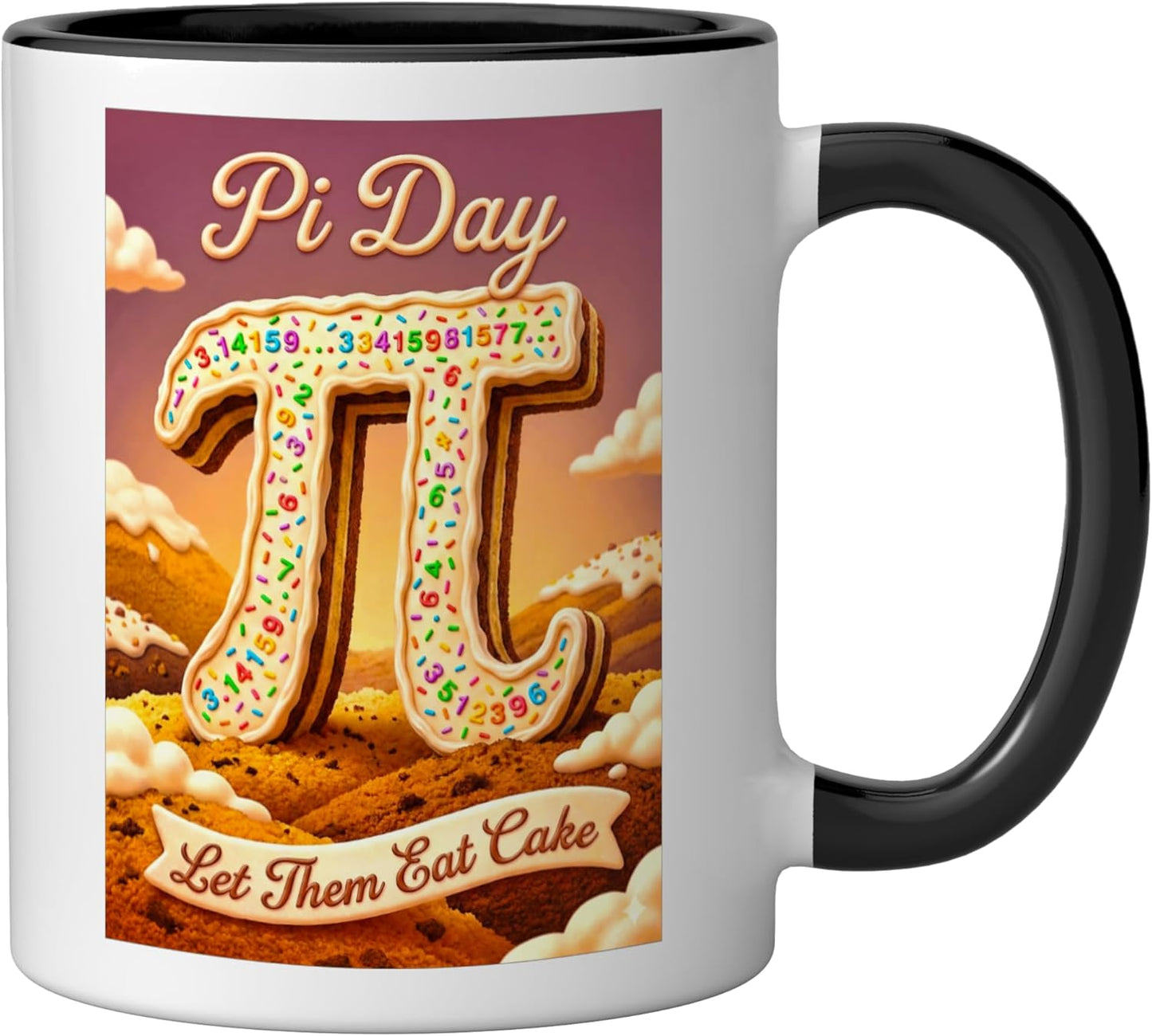 Taza Cerámica Pi Day Let Them Eat Cake Negro/Blanco