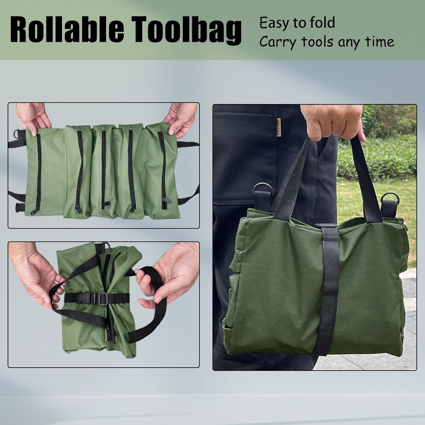 Bolsa herramientas enrollable plegable impermeable 5 bolsillos