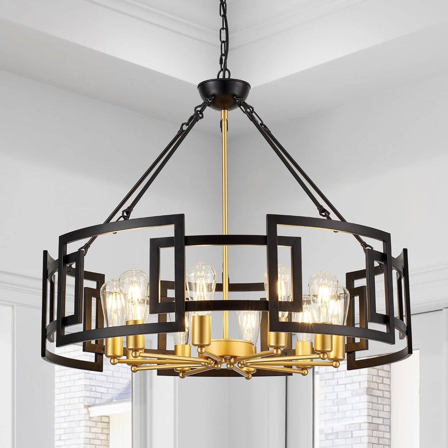 Candelabro 31.5pulg oro negro 6 luces colgante comedor