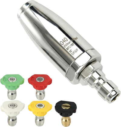 Boquilla hidrolimpiador 3625 PSI acero inox giratoria set 5 en 1