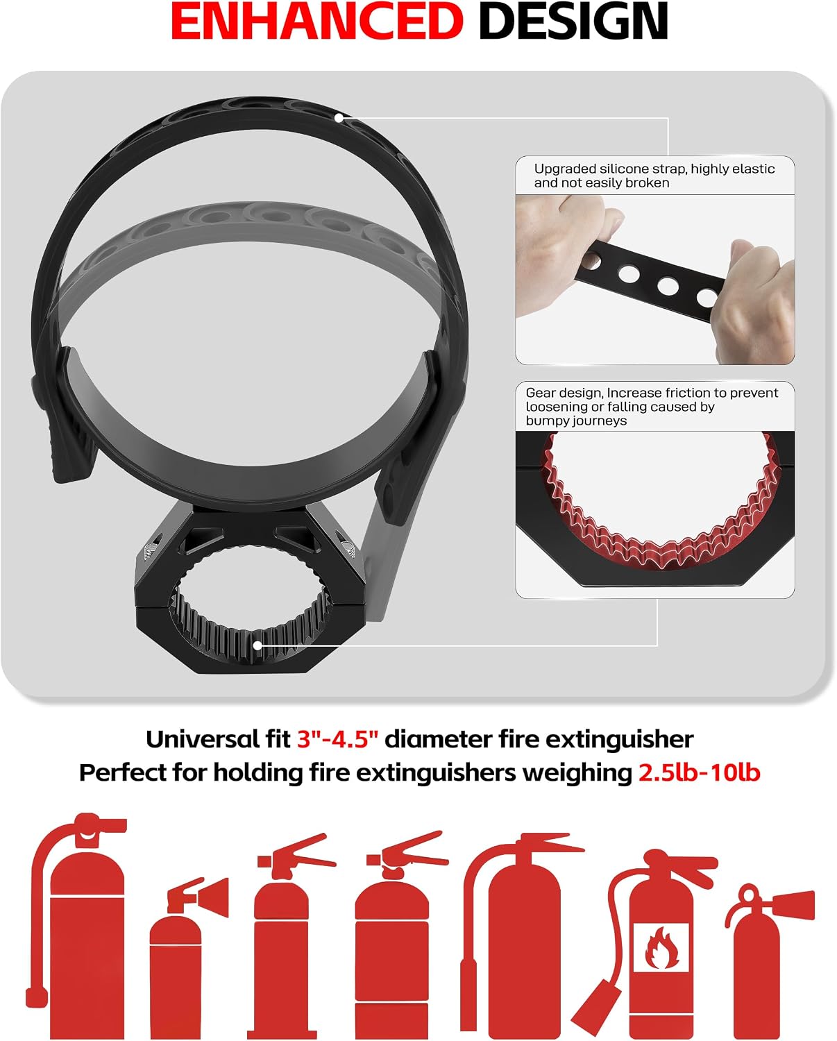 Kit montaje extintor UTV soporte aluminio ajustable 1.75-2pulg