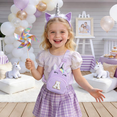 Bolsa cruzada unicornio para niña regalo personalizado morado