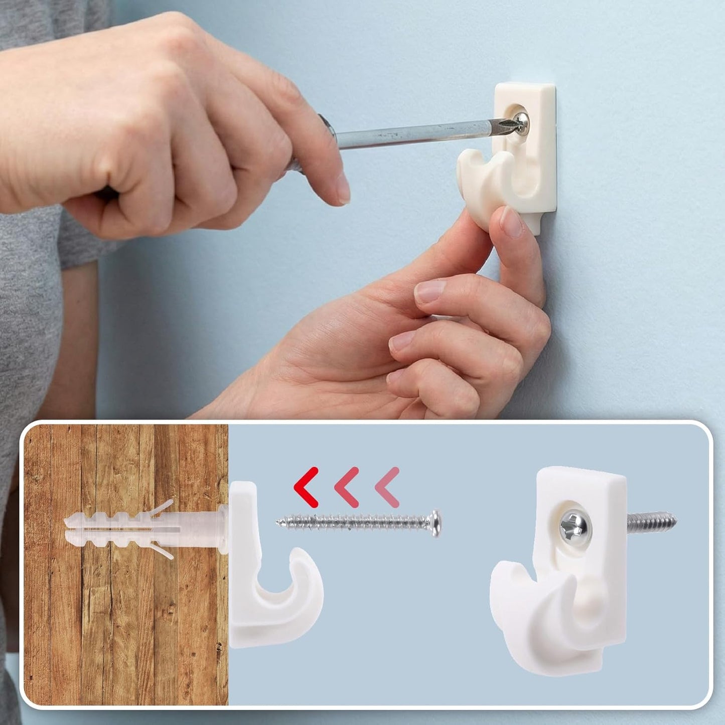 Pack 30 Clips Pared Blanco Soporte Estantería Alambre