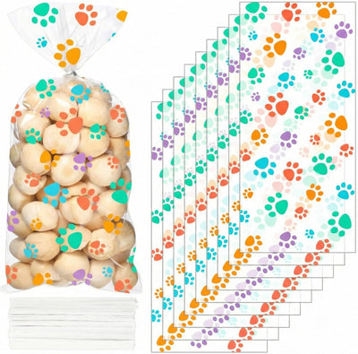 200 Bolsas Celofán Golosinas Perros con Patas y Lazos