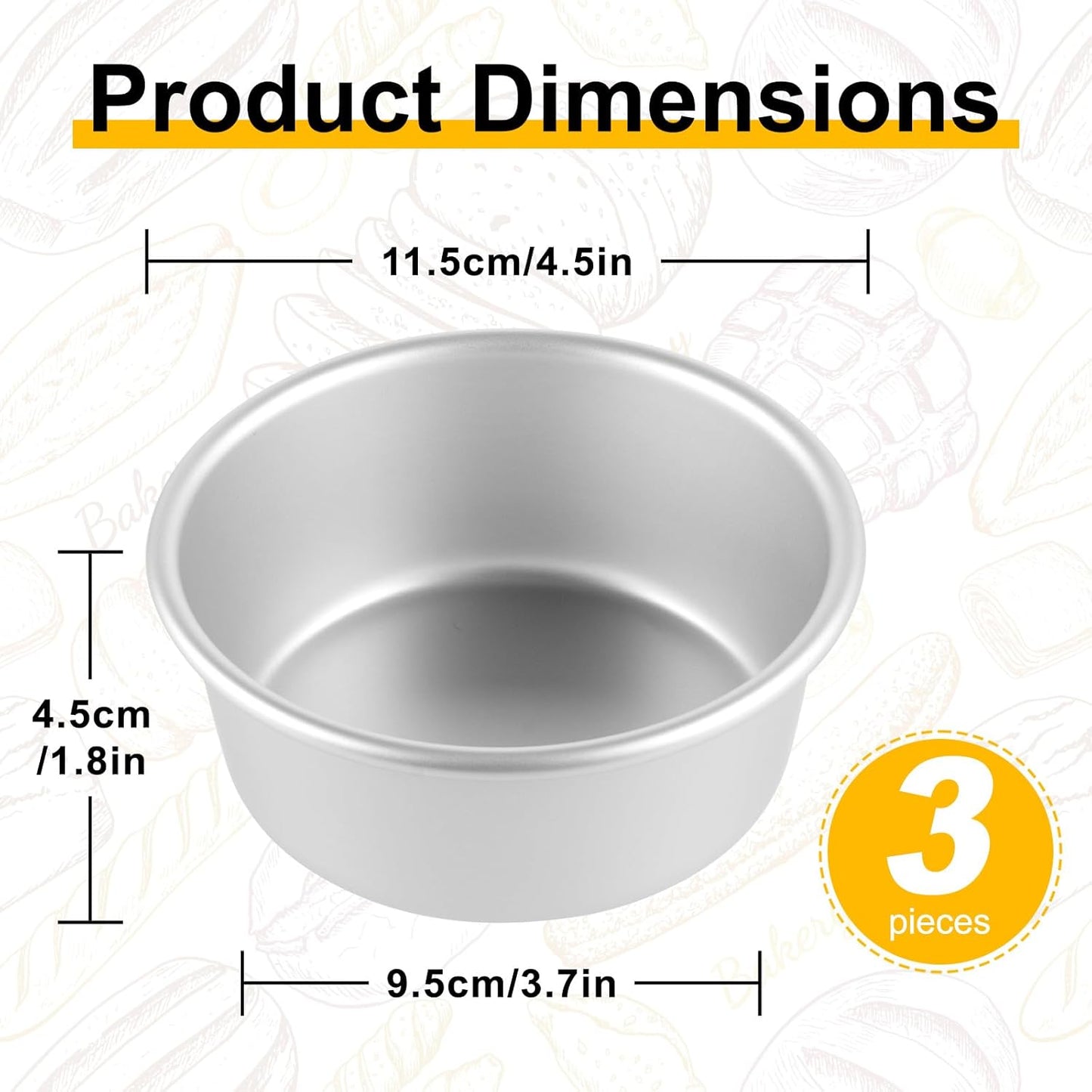 Moldes redondos aluminio anodizado 4pulg para tartas juego 3