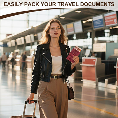 Cartera plegable cuero RFID para viaje hombres mujeres