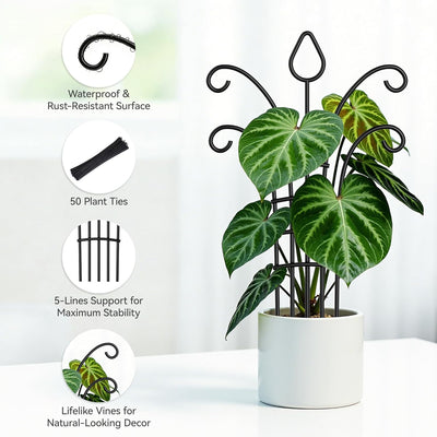 4 Enrejados Metal Negro Mate para Plantas Trepadoras