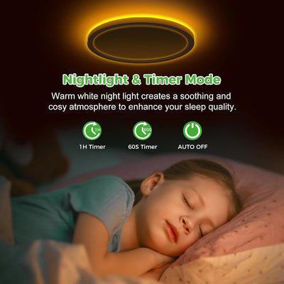 Lámpara techo LED 9pulg luz nocturna regulable dormitorio