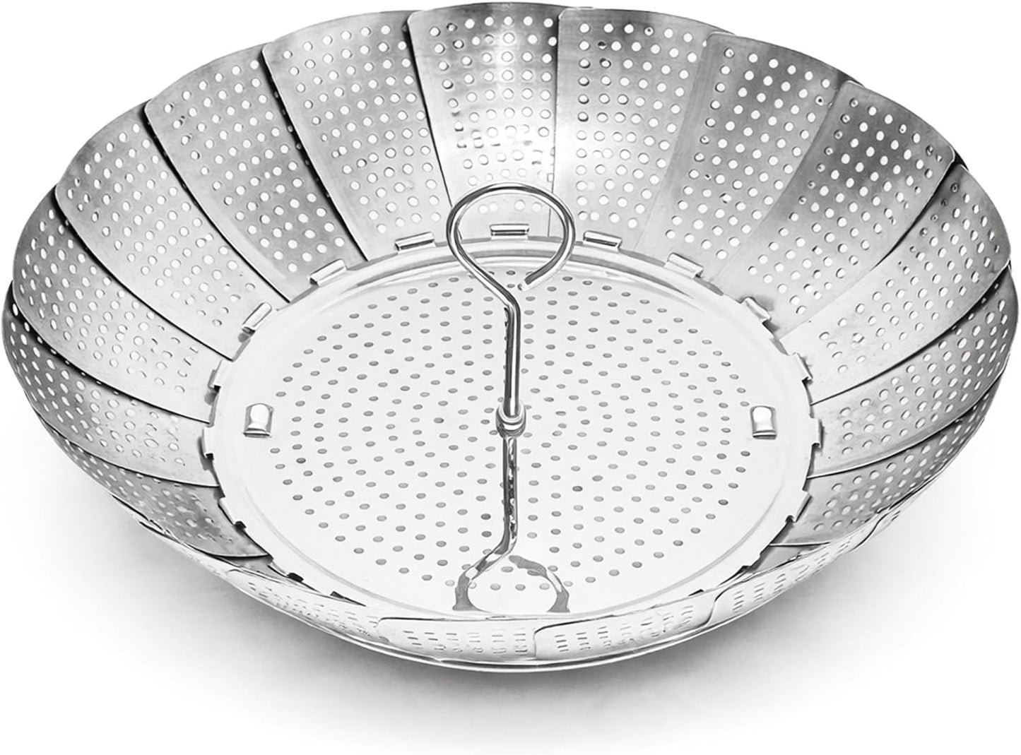 Cesta para vapor de acero inoxidable 304 expandible con mango anillo