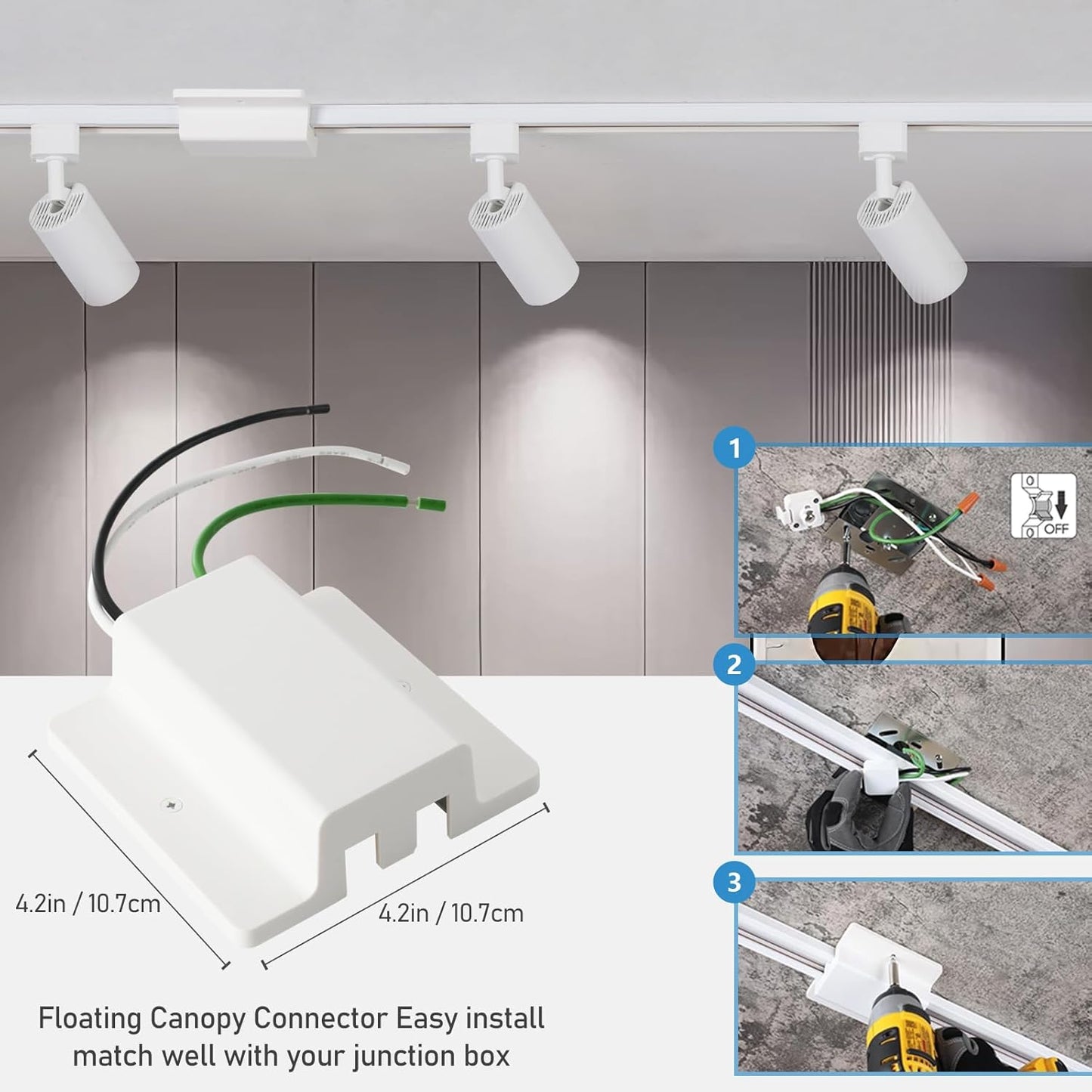 Conector toldo flotante H blanco para riel
