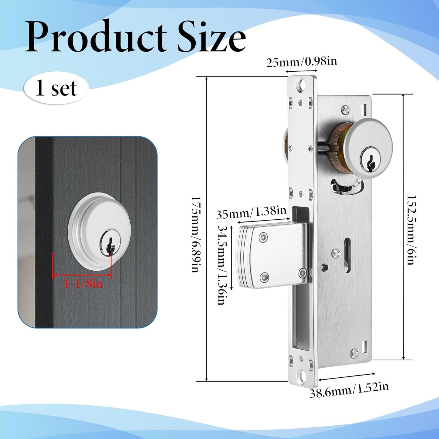 Cerradura de embutir aluminio doble cilindro seguridad puerta