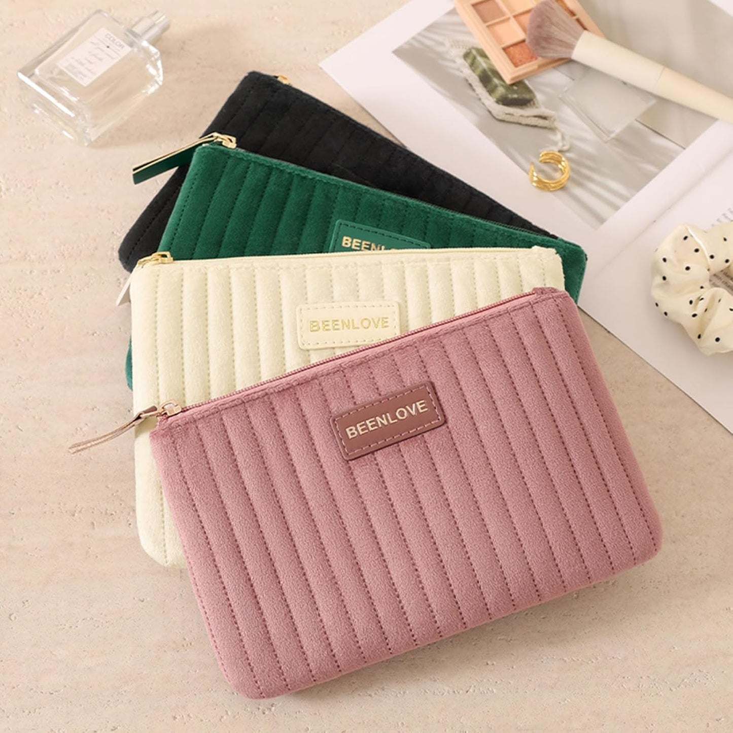 Bolsa maquillaje viaje beige