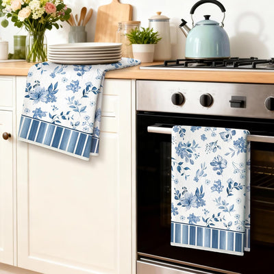 Toallas de cocina con flores acuarela algodón suave 16.5 x 27.5 pulgadas