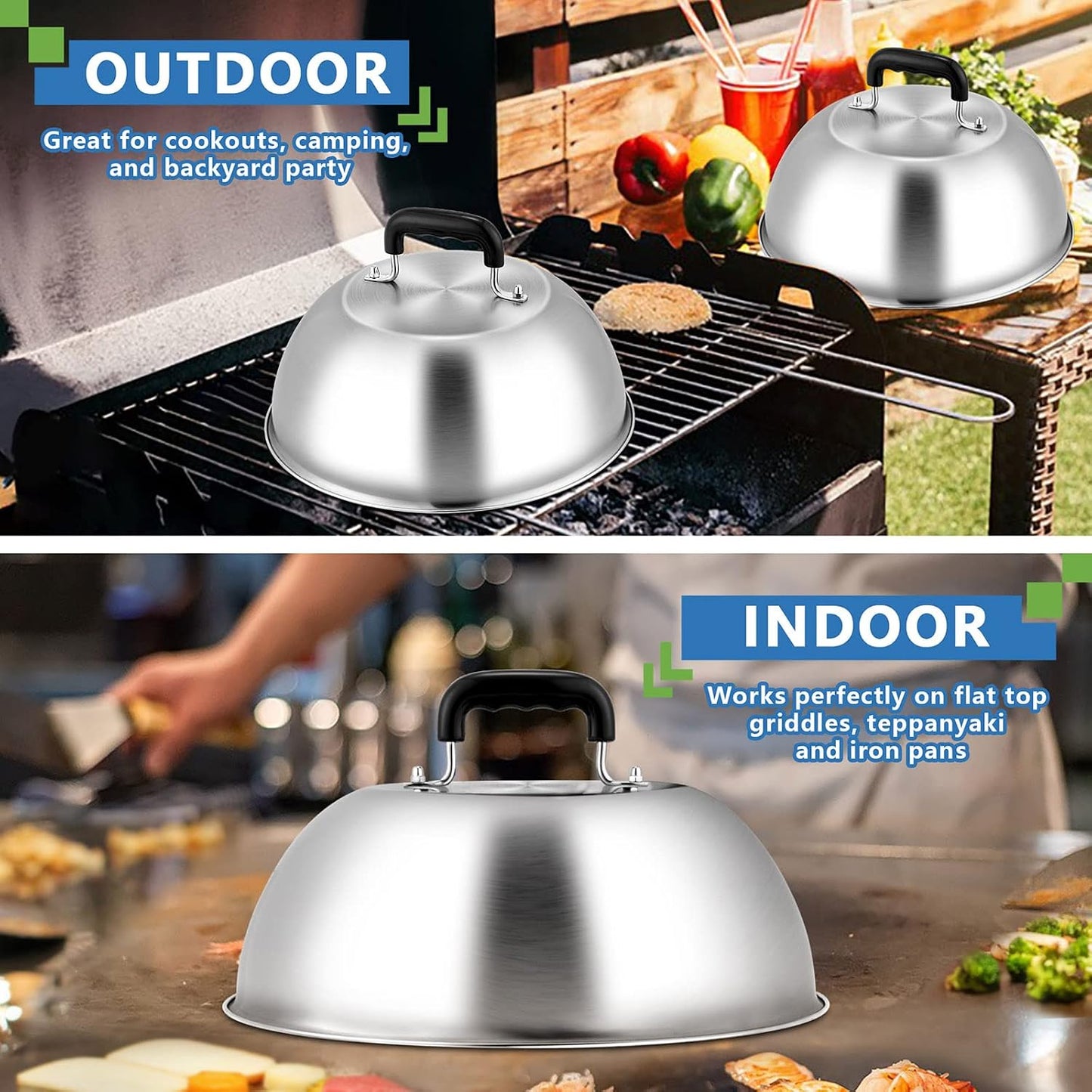 Set 2 Cúpulas Acero Inox 12pulg para Parrilla Teppanyaki