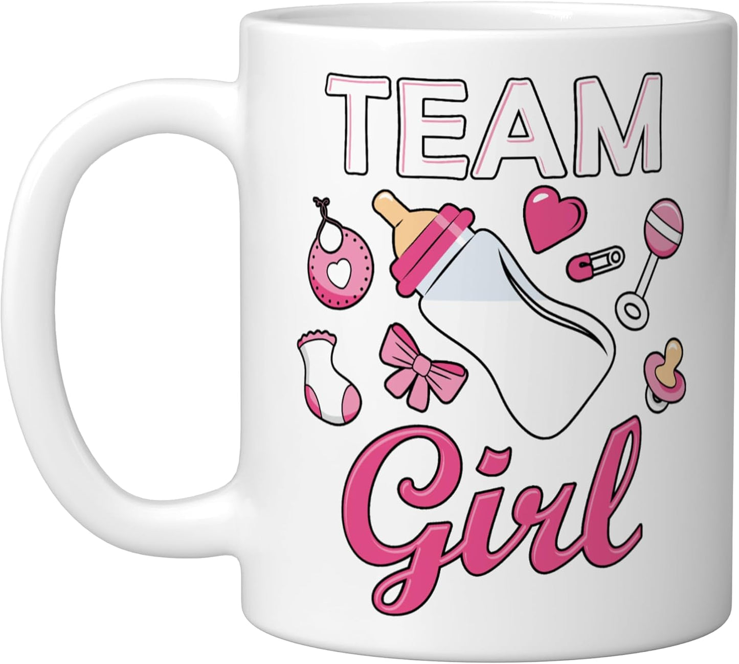 Taza cerámica para anuncio de bebé rosa Team Girl
