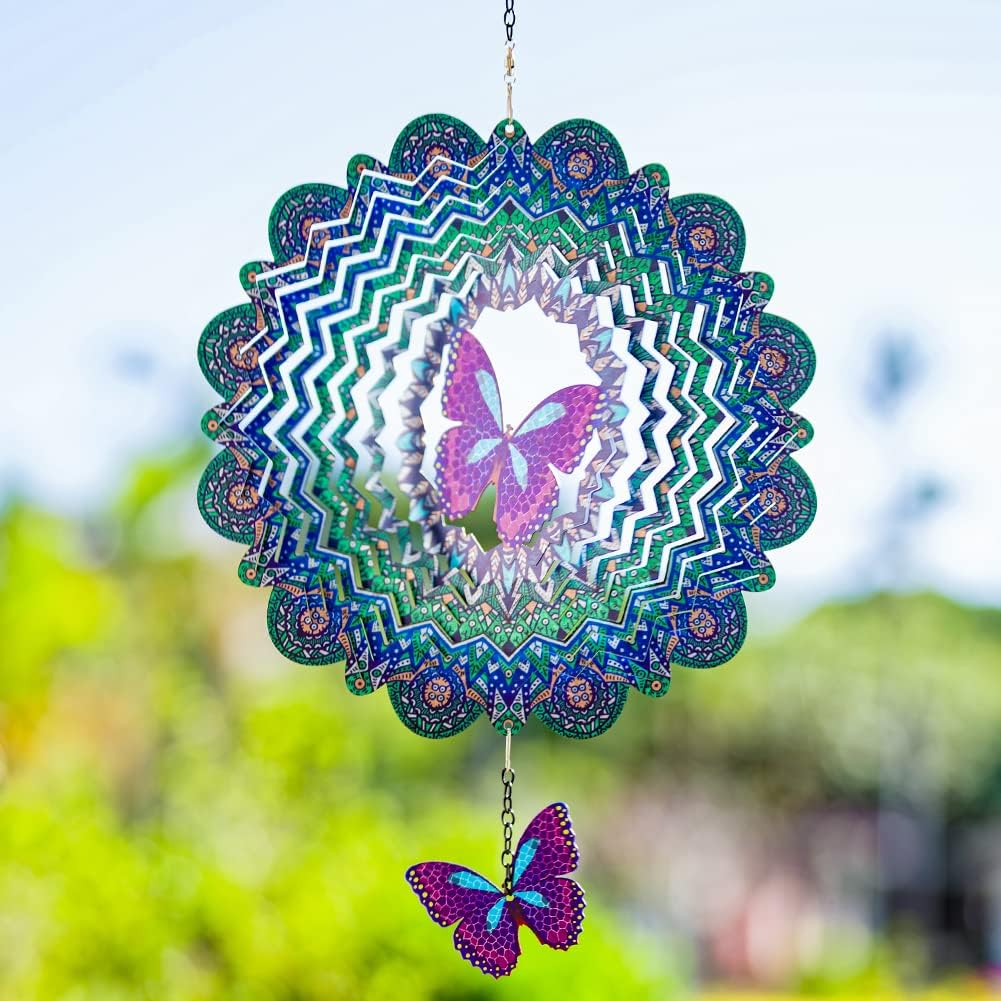 Hilandero viento metal 12pulg mariposa 3D jardín